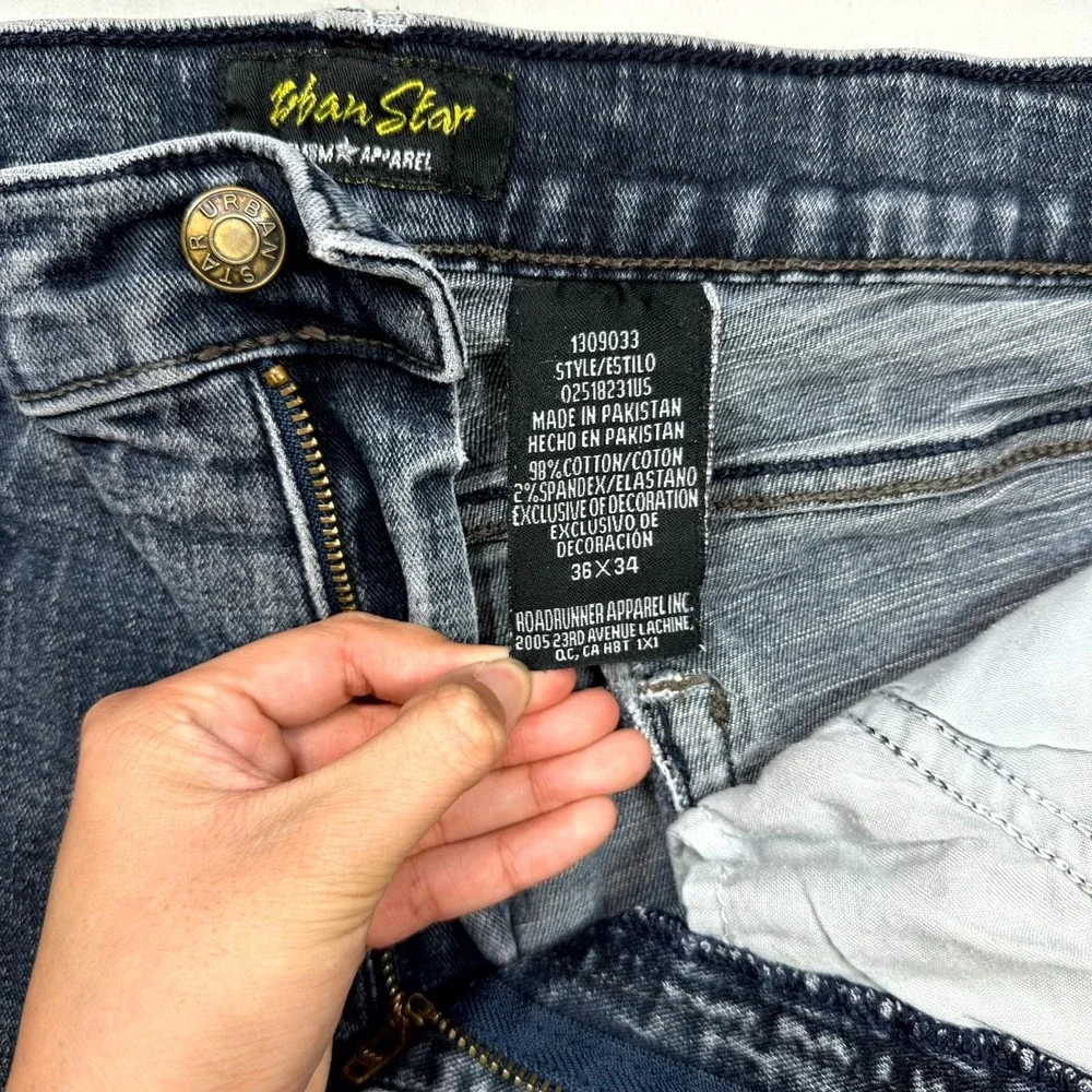 Urban Star Relaxed Fit Straight Leg Jeans Men Size 36x34 Blue Denim Cotton Blend